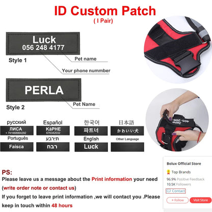 Personalized NO PULL Harness / FREE Velcro Label